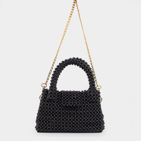 HANDMADE MATE PEARL HAND BAG - BLACK KKB-06