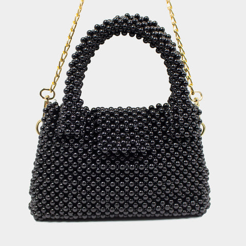 HANDMADE MATE PEARL HAND BAG - BLACK KKB-06