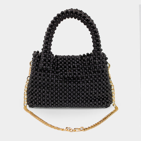 HANDMADE MATE PEARL HAND BAG - BLACK KKB-06