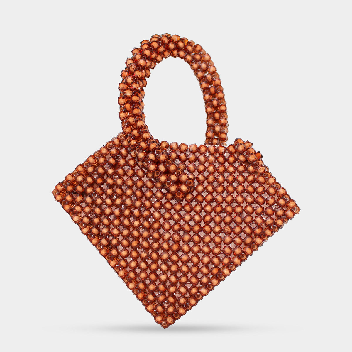 HANDMADE DOUBLE TONE BEADED HAND BAG - BROWN KKB-04