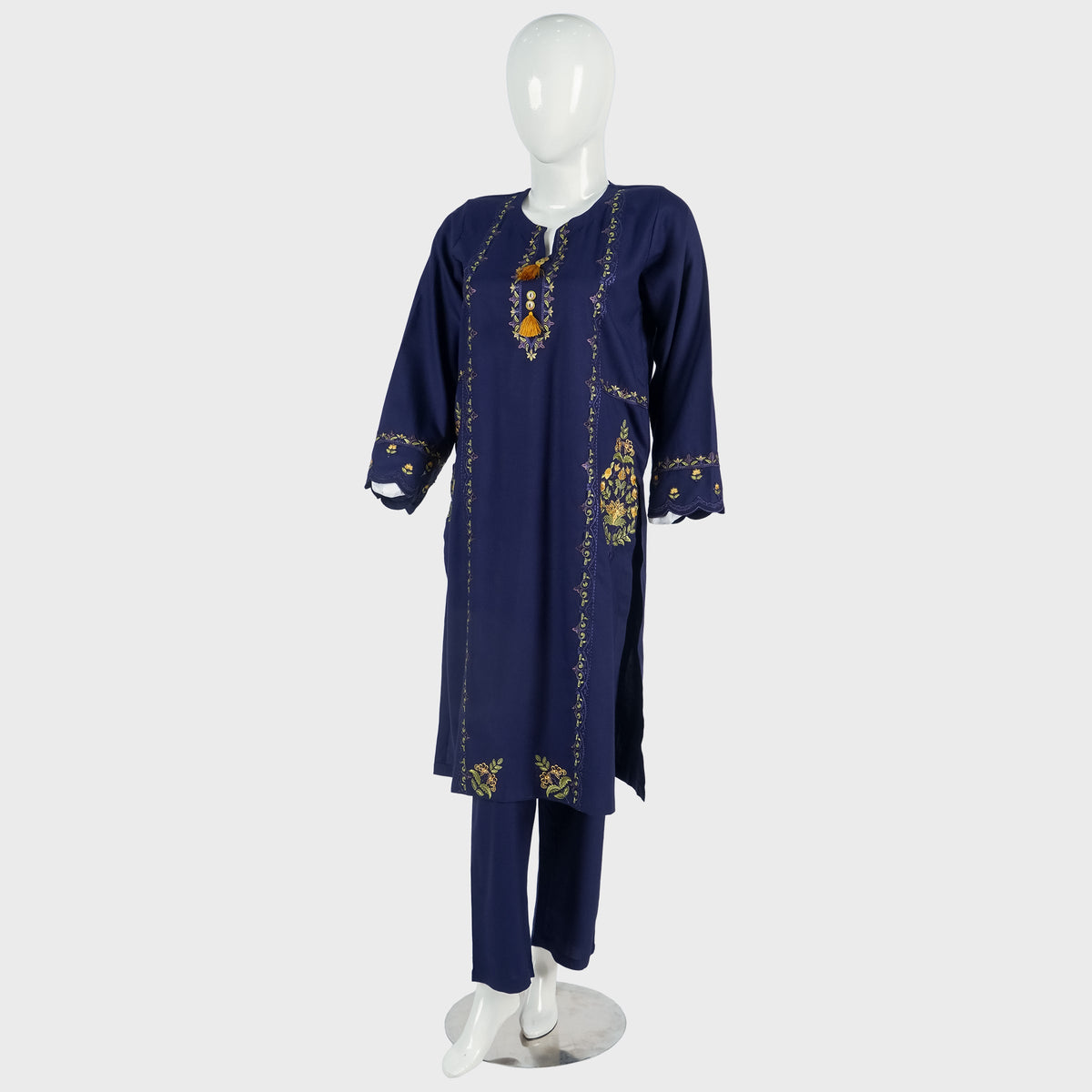 02 PCS Embroidered Dhanak fabric suit (KRAFT KURTA-01)