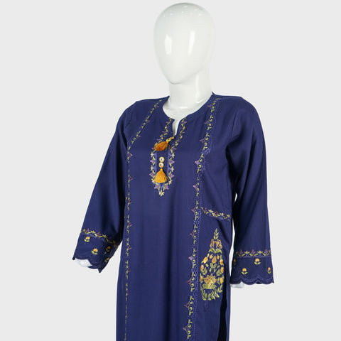 02 PCS Embroidered Dhanak fabric suit (KRAFT KURTA-01)