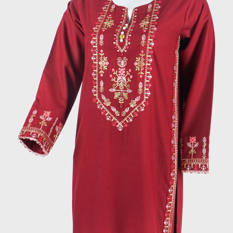 02 PCS Embroidered Dhanak fabric suit (KRAFT KURTA-05)