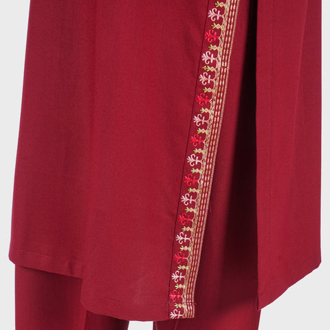 02 PCS Embroidered Dhanak fabric suit (KRAFT KURTA-05)