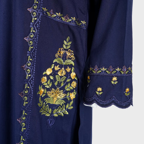 02 PCS Embroidered Dhanak fabric suit (KRAFT KURTA-01)